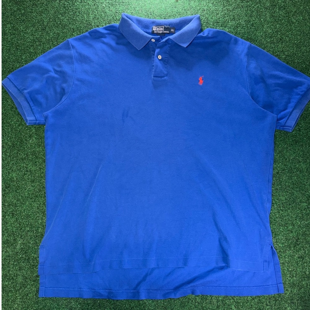 Polo Ralph Lauren Mens XL Blue Short Sleeve Pique Polo Shirt Red Pony Logo